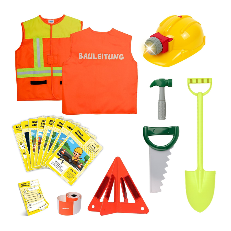 Alldoro Stavební kostým pro děti – dětská stavební sada s doplňky