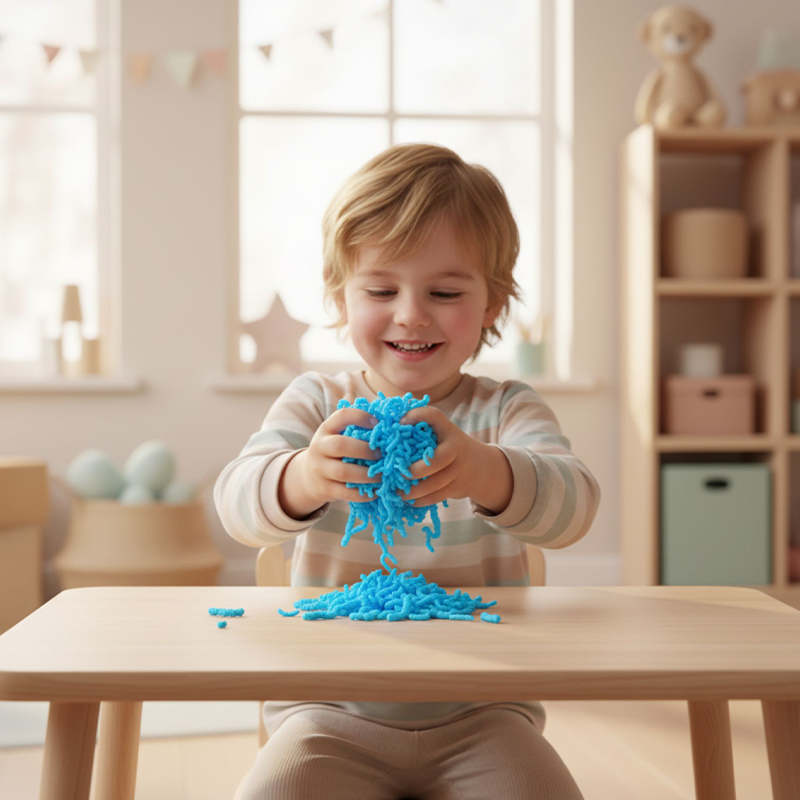 Alldoro Mačkací červíci – antistresová hmota Squishy Worms, modrá, 120g