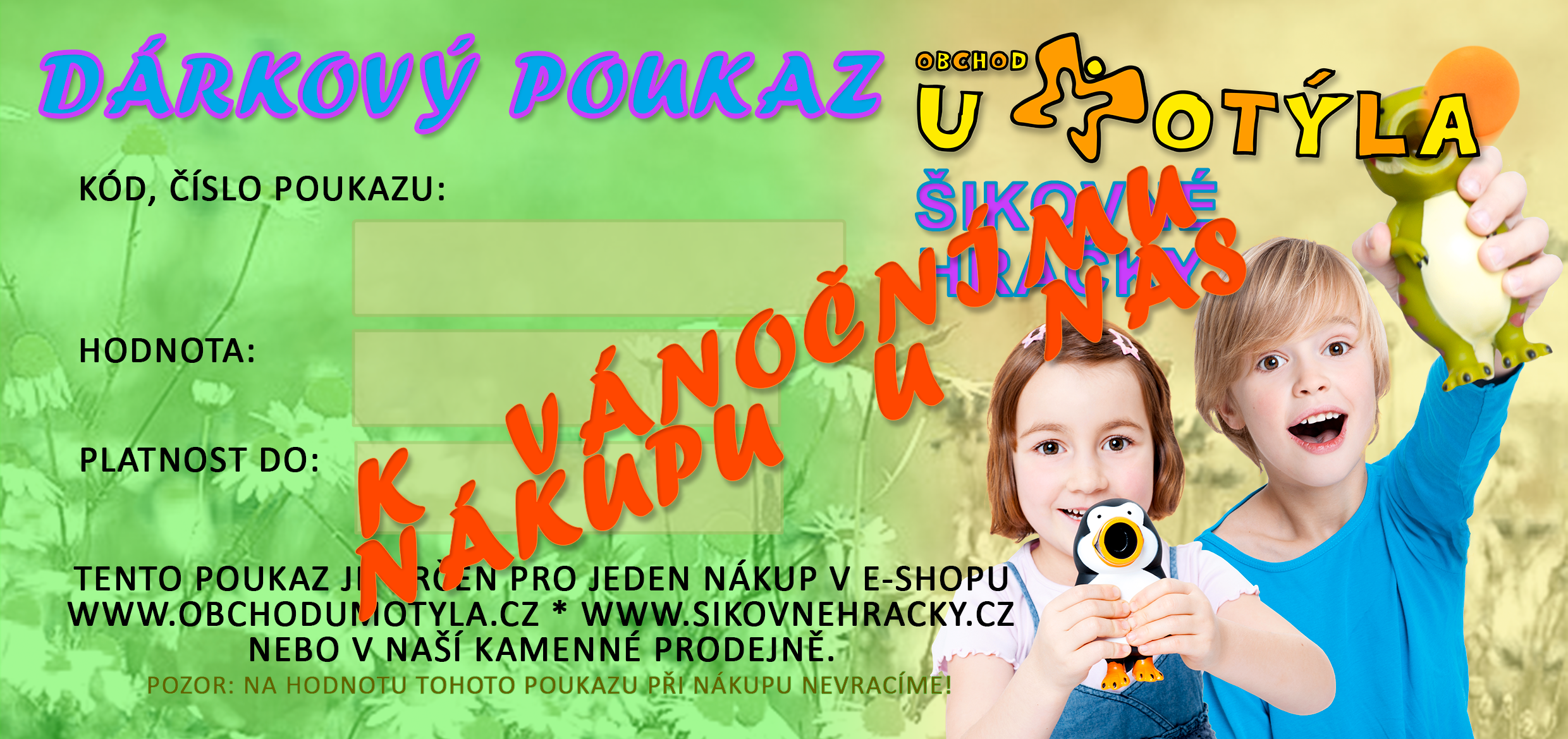 Tištěný dárkový poukaz na 250,- Kč