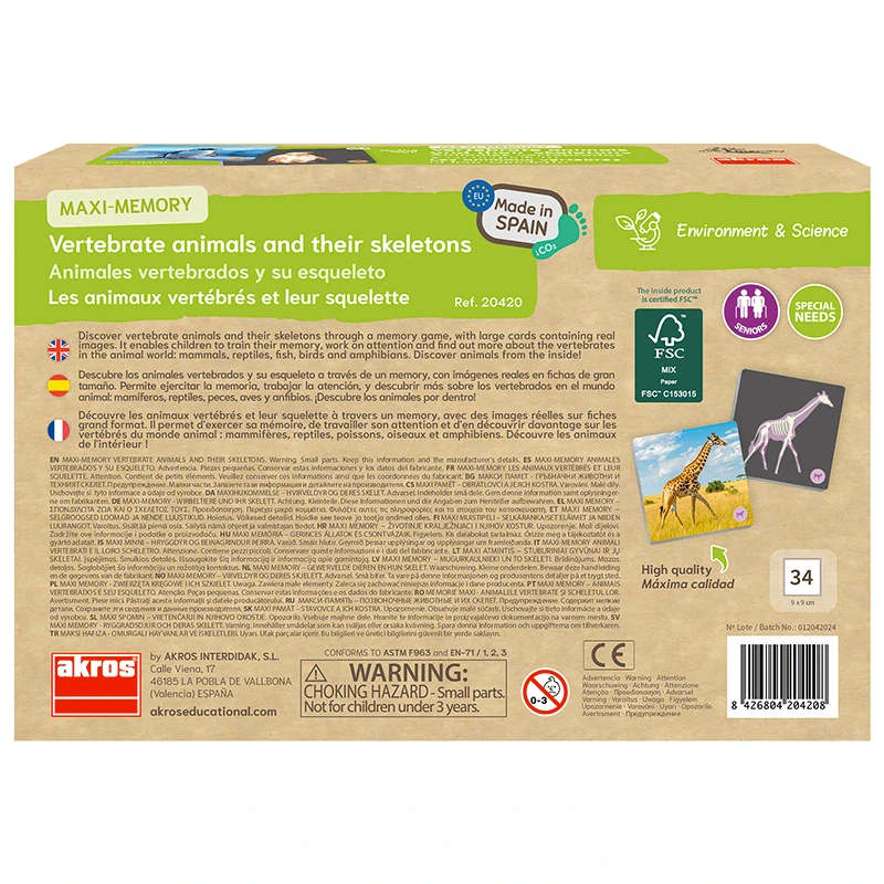 Akros MAXI PEXESO Obratlovci a jejich kostry