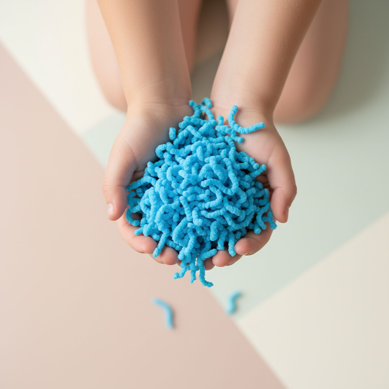 Alldoro Mačkací červíci – antistresová hmota Squishy Worms, modrá, 120g